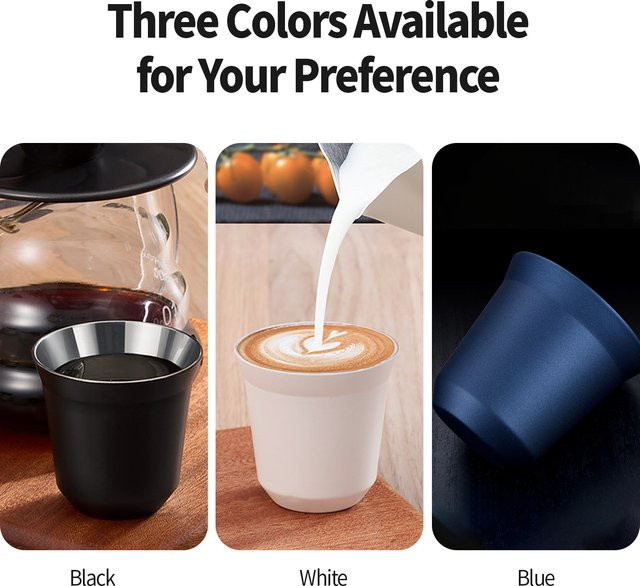 OANKR Edelstahl Isolierte Kaffeebecher Doppelwandig in Schwarz, 80ml und 160ml, Bruchsichere Kaffeetassen für heiße und kalte Getränke - Bild 1