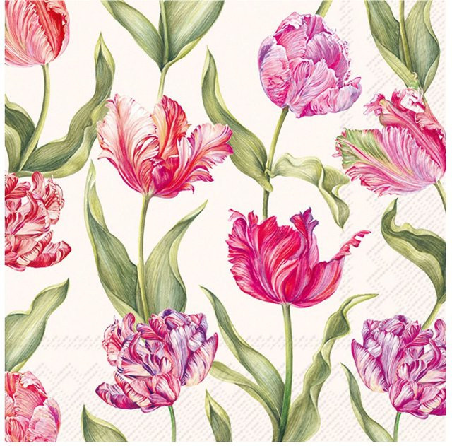 Serviette Estelle aus Papier mit floralem Frühlingsmuster in Multicolor, Breite: 33,0 cm - Bild 1