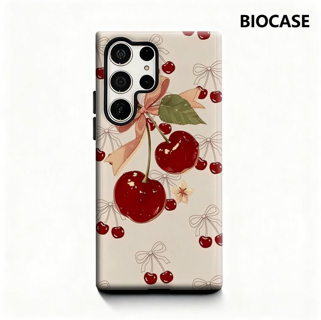 Cherry Bows Handyhülle für Samsung Galaxy S25 Ultra, S24 und S23 Ultra Plus in Multicolour mit glänzender doppellagiger Rückseite - Bild 1