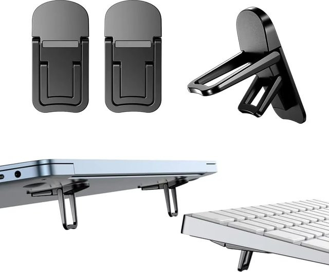 2 Stück verstellbare Riser-Kühlhalterungen für Laptops und Tablets, faltbare und tragbare Laptop-Halterungen, Farbe: Silber - Bild 1
