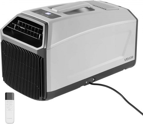 VEVOR Mobile Klimaanlage 440W mit 3340 BTU, Tragbares Monobloc Klimagerät in Dunkelgrau mit Abluftschlauch, Fernbedienung und Timer für Wohnmobil, Zelt und Lkw