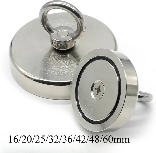 Eurmax Neodym-Angelmagnet mit Senkloch und Ringschraube in Silber - Bild 1