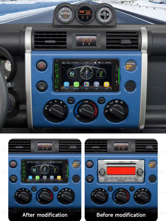 BQCC 7 Zoll Autoradio für Toyota Corolla Vios Crown Camry Hiace Previa RAV4 mit CarPlay, Android Auto, Bluetooth und FM/AM Multimedia-Player in Schwarz - Bild 4