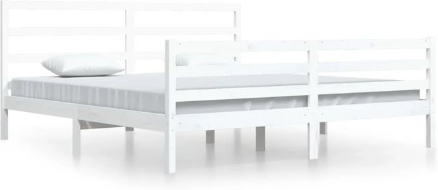 vidaXL Massivholzbett aus Kiefer in Weiß, Rustikaler Stil, B/T: 200 x 200 cm - Bild 1