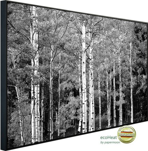 papermoon EcoHeat Infrarotheizung Wald Schwarz Weiss mit App-Steuerung und Überhitzungsschutz - Bild 1