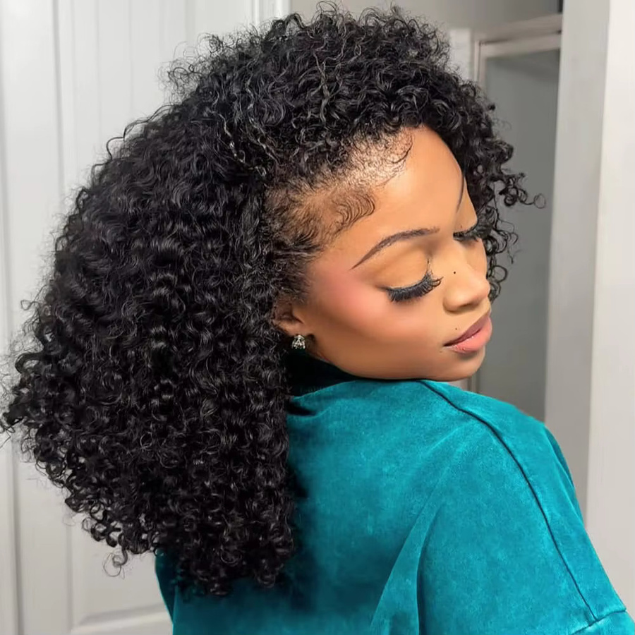 ISEE Hair Kinky Curly Half Perücke, Echthaar, 250 Dichte, Glueless - Bild 2