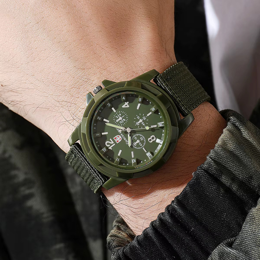 yolako Armbanduhr, Quarz, Textil/NATO, Schwarz, Herren - Bild 2