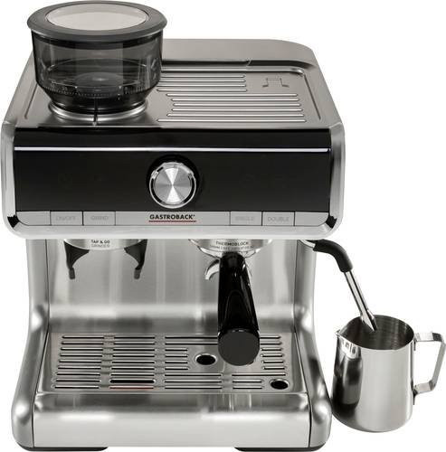 Gastroback Design Espresso Barista Siebträgermaschine mit Mahlwerk und Heißwasserauslass in Silber und Schwarz - Bild 1