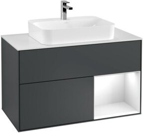 V&B Waschtischunterschrank Finion 100 Wandbeleuchtung mit LED-Beleuchtung in Grau lackiert - Bild 1