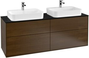 Villeroy & Boch Waschtischunterschrank Finion in Walnuss Veneer, Wandmontage, Braun, Breite: 160 cm - Bild 1
