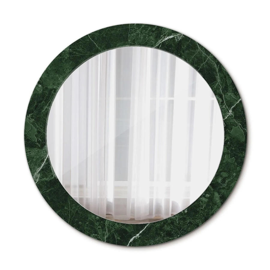 Tulup Runder Spiegel mit grünem Marmor-Design und Ornamenten, Durchmesser: 70 cm - Bild 2