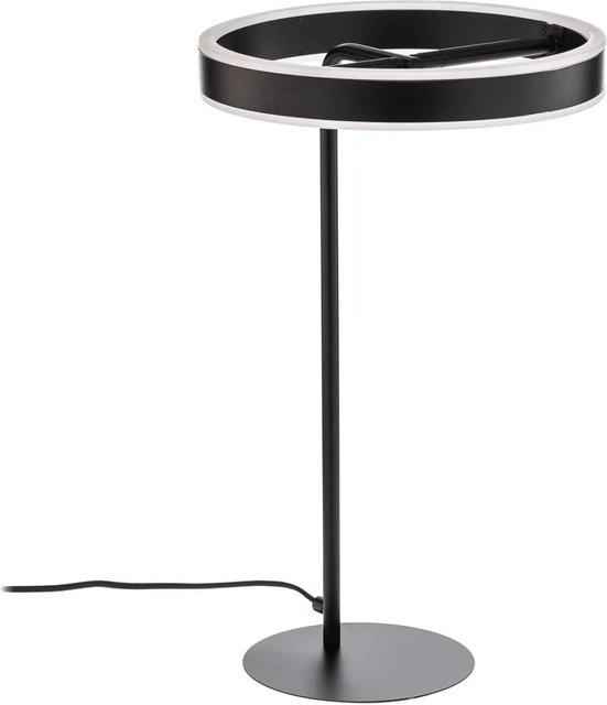 Lucande LED Tischlampe Yekta in Schwarz aus Metall, dimmbar, modernes Ringdesign für das Wohnzimmer, H: 58,5 cm, B: 30,0 cm, T: 18,0 cm - Bild 1