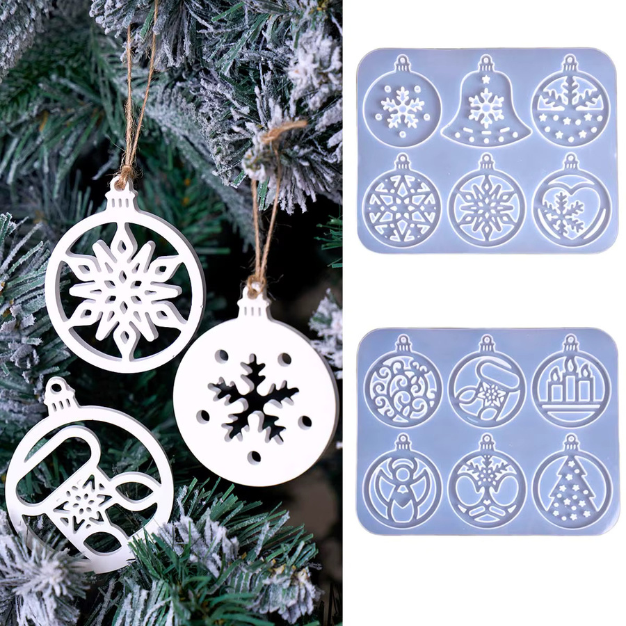 UDOCOOL Silikonform für Weihnachtsbaum und Schneeflocken zur DIY-Gestaltung von Gips, Harz und Schmuckanhängern - Bild 2