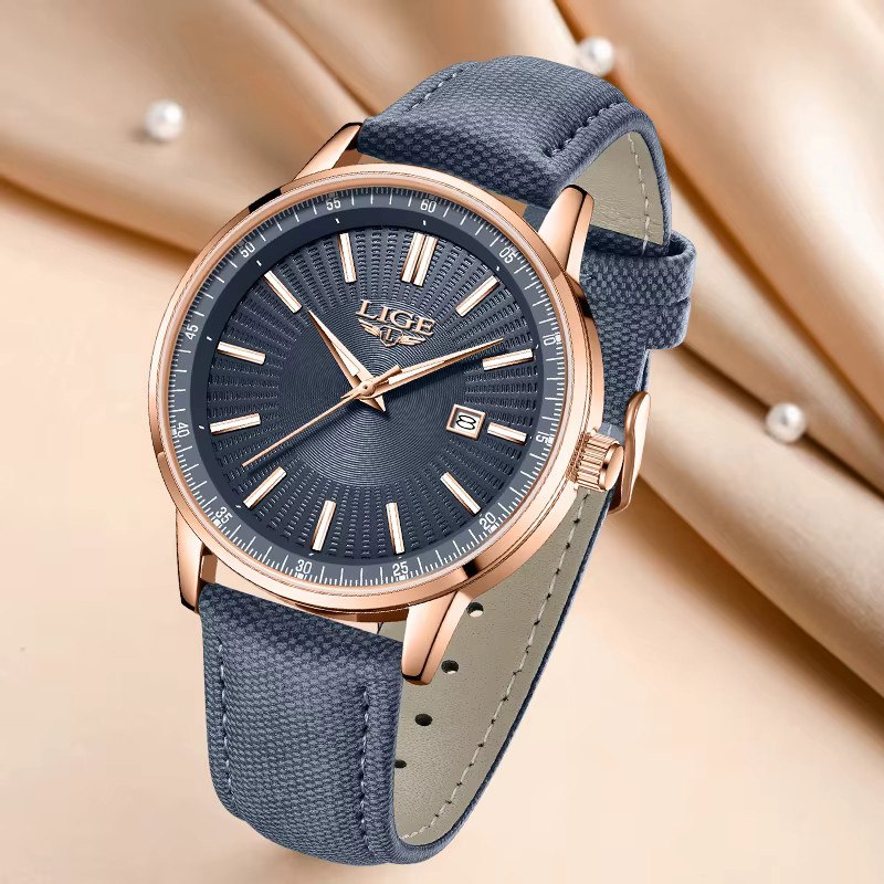 LIGE Armbanduhr Damen, Quarz, Silber, Blau, Datum, Klassisch - Bild 2