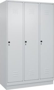 C+P Spind Classic PLUS Garderobenschrank mit 3 Abteilen, Grau, H x B x T: 195 x 120 x 50 cm - Bild 1