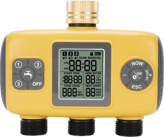 mfySpace 3-fach Sprinkler-Timer mit Regensensor, digitaler Bewässerungscontroller für deinen Garten, Gelb