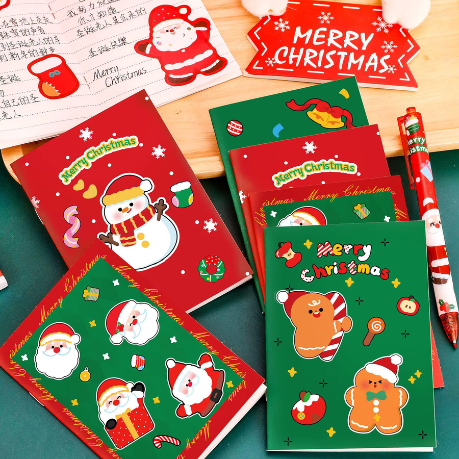 TWBEB Weihnachtliche Mini-Notebooks mit Cartoon-Design, Softcover, liniertes Papier, Mehrfarbig - Bild 2