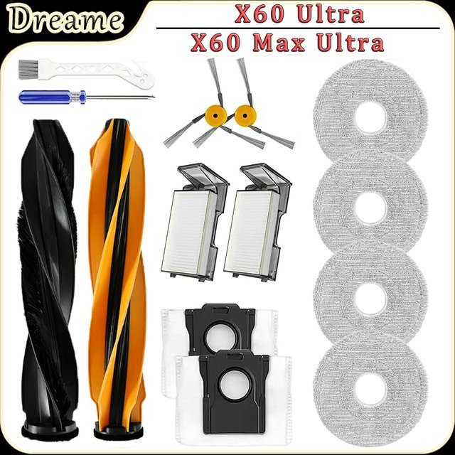 Dreame X60 Max Ultra Complete und X60 Ultra Roboterstaubsauger Zubehör Set mit Hauptbürste, Seitenbürste, Filtern, Wischpads und Staubbeuteln - Bild 1