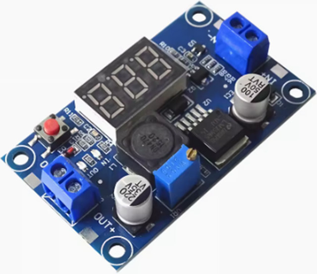 LM2596 DC-DC Abwärtswandler Spannungsregler mit LED-Anzeige und Voltmeter in Blau - Bild 1