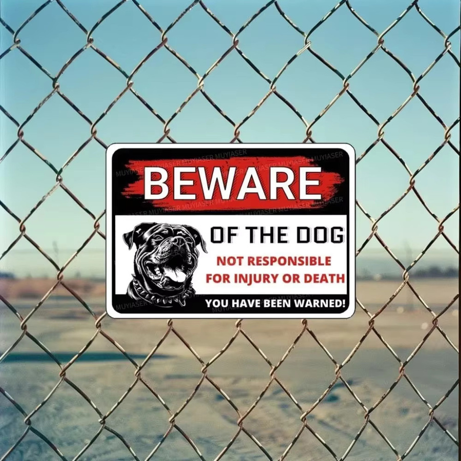 HELLOYOUNG Aluminiumschild Beware of The Dog – Rottweiler Gartenwarnung für Zaun und Hof, Weiß - Bild 4