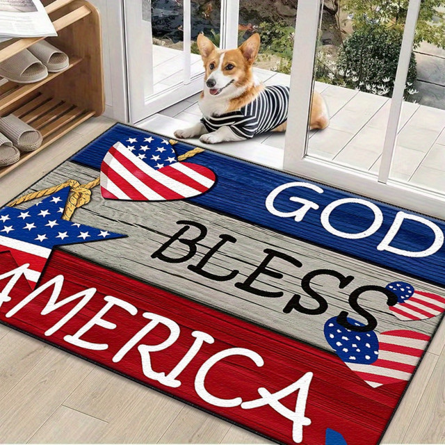 VIKAMA Eingangsmatte mit amerikanischer Flagge, rutschfeste Willkommens-Fußmatte in Multicolour, B/T: 60 x 40 cm - Bild 1
