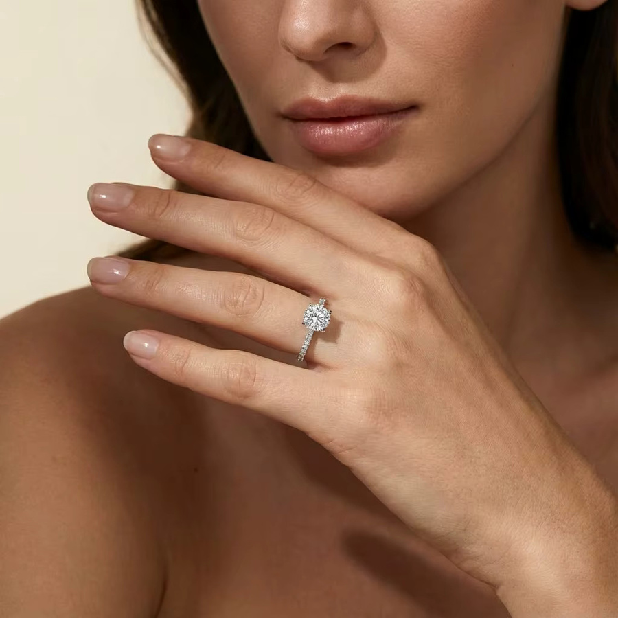 ATTAGEMS Moissanit-Ring, 925 Silber, Zirkonia, Damen - Bild 3