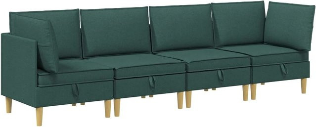 vidaXL Wohnzimmergarnitur in Dunkelgrün aus Stoff mit Ecksofas, Mittelsofas und Kissen im L-Shape Design - Bild 1