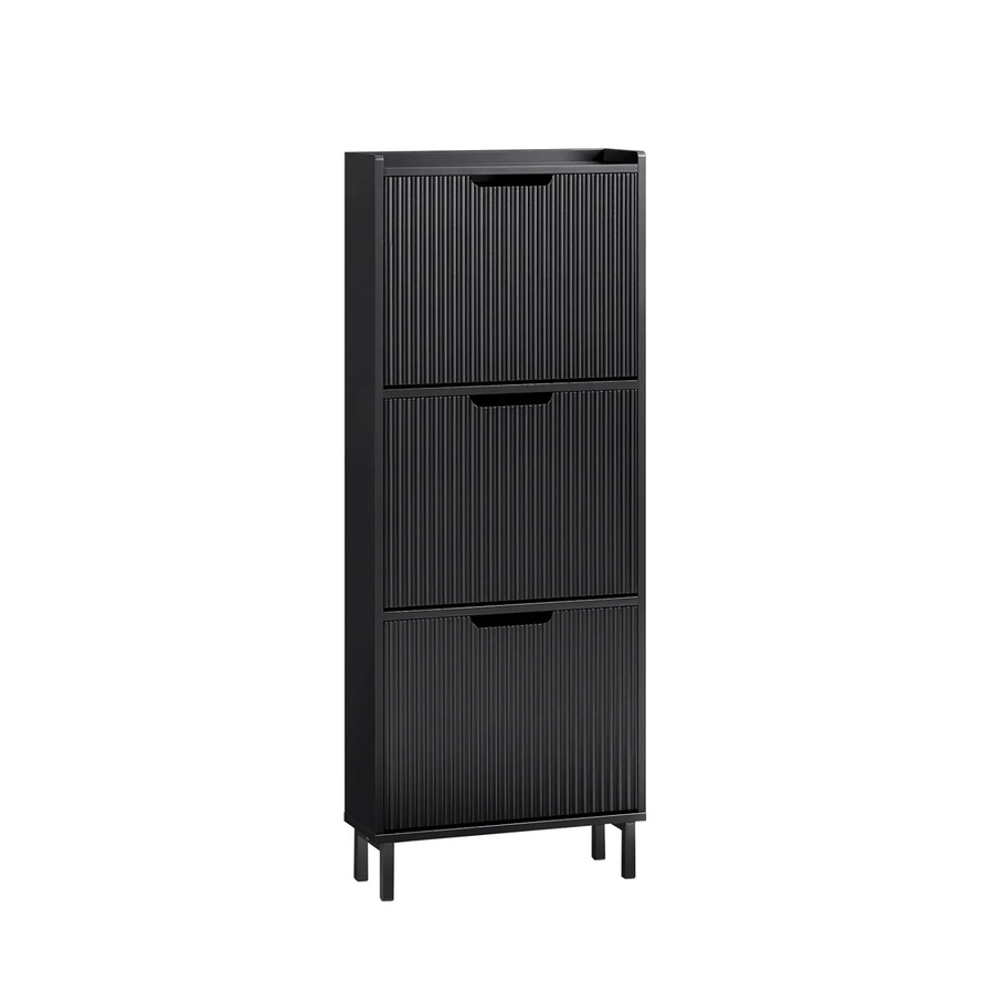 SoBuy Schuhkipper FSR177-H Schuhschrank Schwarz mit 3 Klappen für Flur und Diele - Bild 2