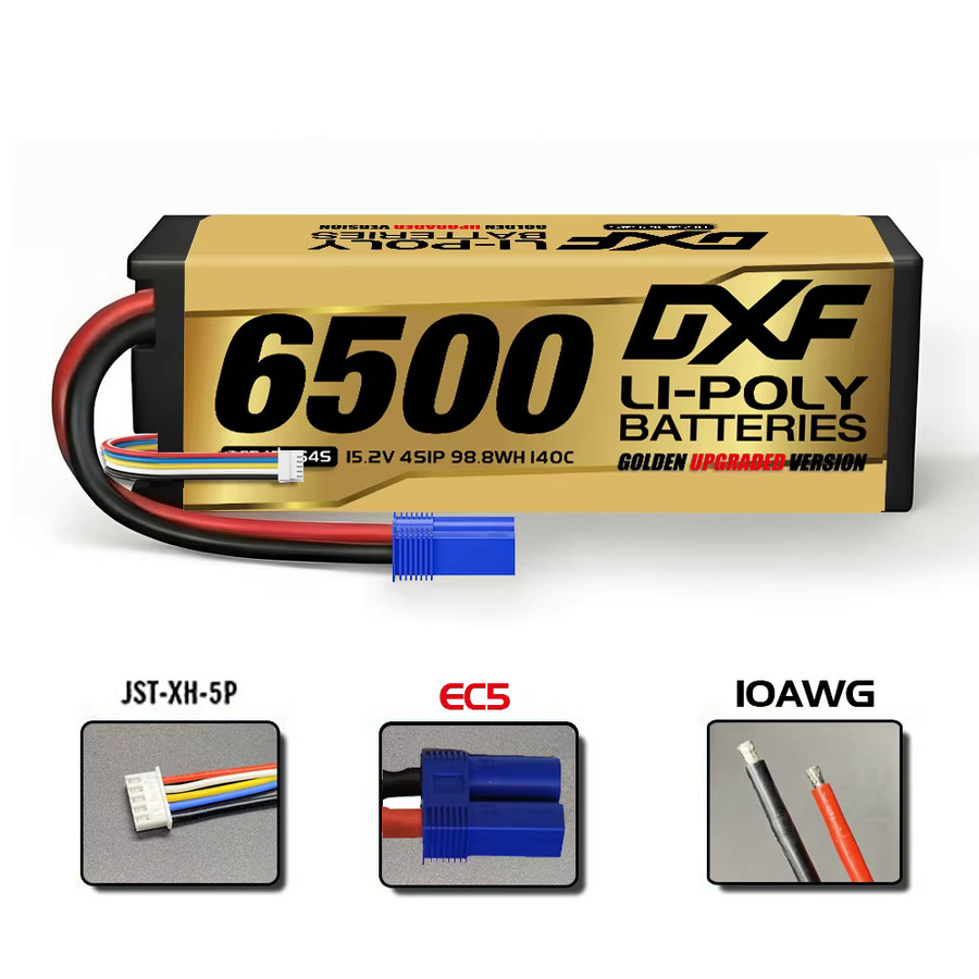 DXF Graphene Lipo 4S Akku Racing Series Hardcase 15,2V 6500mAh 140C mit EC5 Stecker Gold Version für RC Auto Truck Truggy 1/8 Buggy - Bild 3