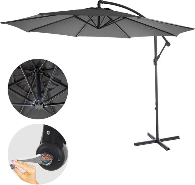 MCW Ampelschirm Terni Sonnenschirm grau Ø 3m neigbar aus Polyester und Stahl - Bild 1