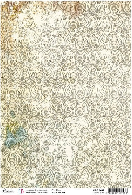 Motiv-Strohseide Ciao Bella Land of the Rising Sun Wellen in Beige und Multicolour, Format A4 - Bild 1