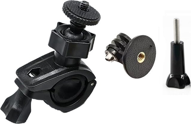 Lenkerhalterung für Fahrrad und Motorrad in Schwarz zur Befestigung von GoPro Hero und DJI Osmo Action Kameras sowie Insta360 Modellen - Bild 1