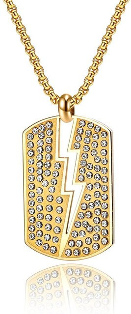 YIRAN Jewelry Halskette, Militärmarke, Titanstahl, Diamant, Zirkonia, Herren - Bild 1