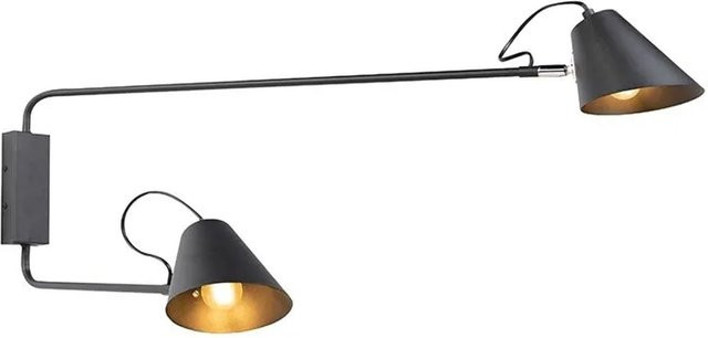 QAZQA Design Wandleuchte Lune in Schwarz, dimmbar und verstellbar mit 2 E27 Fassungen - Bild 1