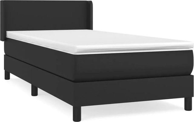 vidaXL Boxspringbett mit Matratze in Schwarz, Hybridbett mit Taschenfederkern und Kunstleder, B/T: 100 x 200 cm - Bild 1