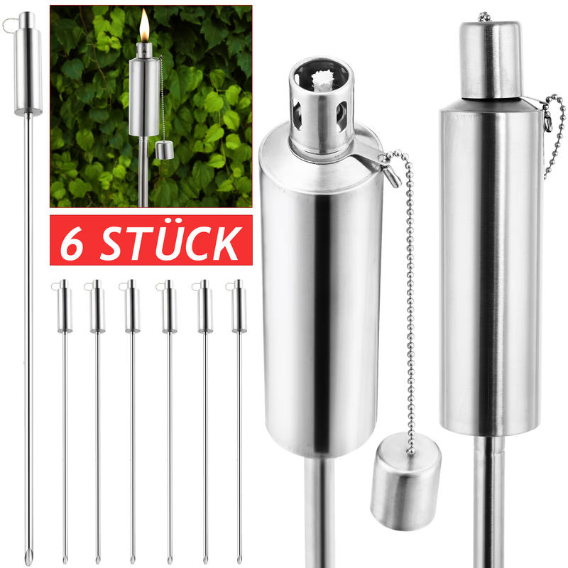 6er-Set Gardebruk Öl-Fackeln aus Edelstahl in Silber, Höhe: 115 cm - Bild 2