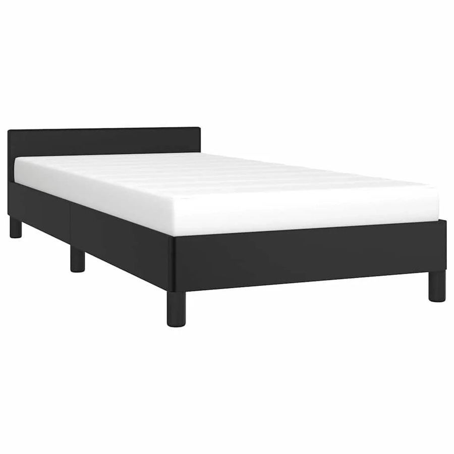 vidaXL Bettgestell mit Kopfteil in Schwarz, gepolstert mit Kunstleder, B/T/H: 100 x 200 x 103 cm - Bild 2