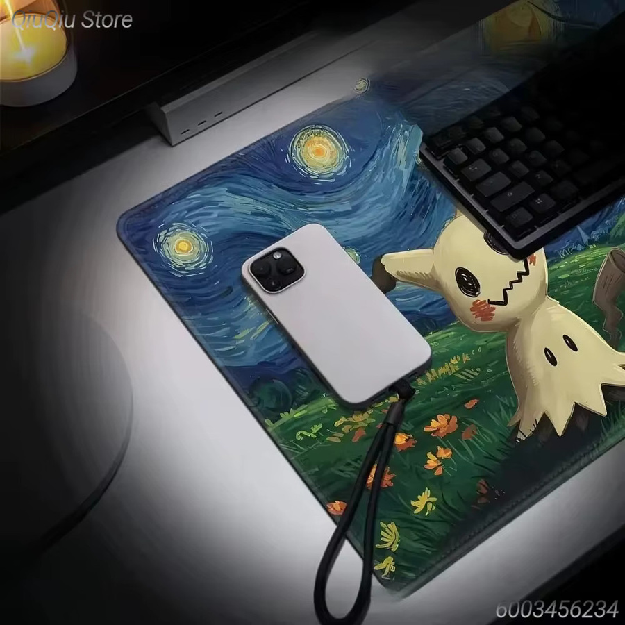 Potdemiel Mauspad Pokemon Psyduck Van Gogh Starry Night Design in Multicolour - Bild 3