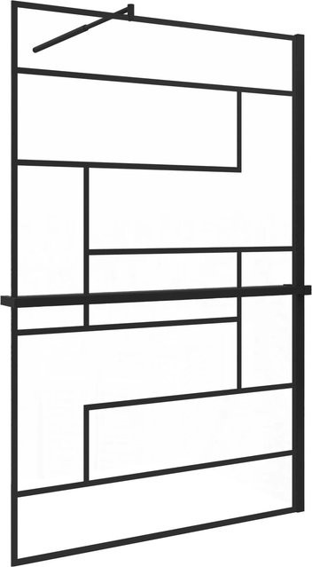 AICA Walk In Duschwand NANO Glas mit Gitterdekor in Schwarz, B: 90 cm, H: 200 cm - Bild 1