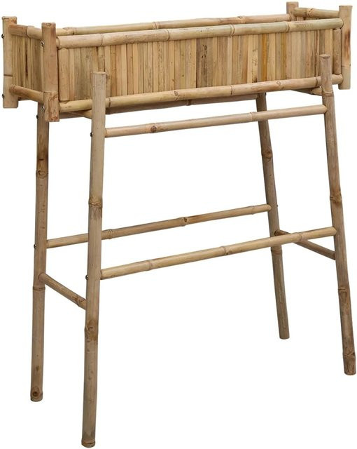 vidaXL Gartenpflanzer mit Halter aus Bambus in Natur und Braun, B/T/H: 100 x 38 x 114 cm - Bild 1