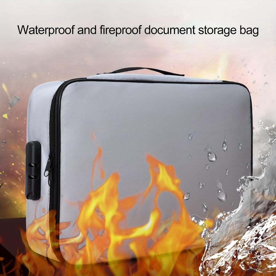 SZwatch Feuerfeste Dokumenten-Passworttasche in Schwarz, Wasserdichte Sicherheits-Organizer aus Fiberglas mit Reißverschluss zur Aufbewahrung von Akten, Geld und Karten - Bild 5