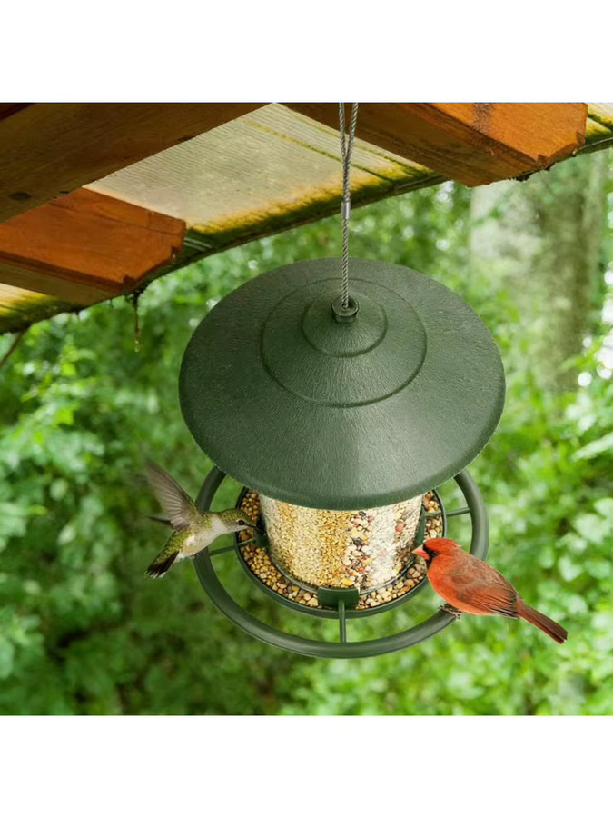 Hängender automatischer Kolibri-Futterspender in Grün für den Garten und Außenbereich - Bild 5