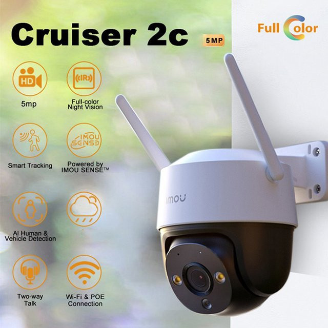 IMOU Cruiser 2C Outdoor-Überwachungskamera mit 5MP 3K Auflösung, 360 Grad WLAN, 3,6 mm Objektiv, AI Menschen- und Fahrzeugerkennung, Nachtsicht und Zwei-Wege-Audio in Weiß - Bild 1