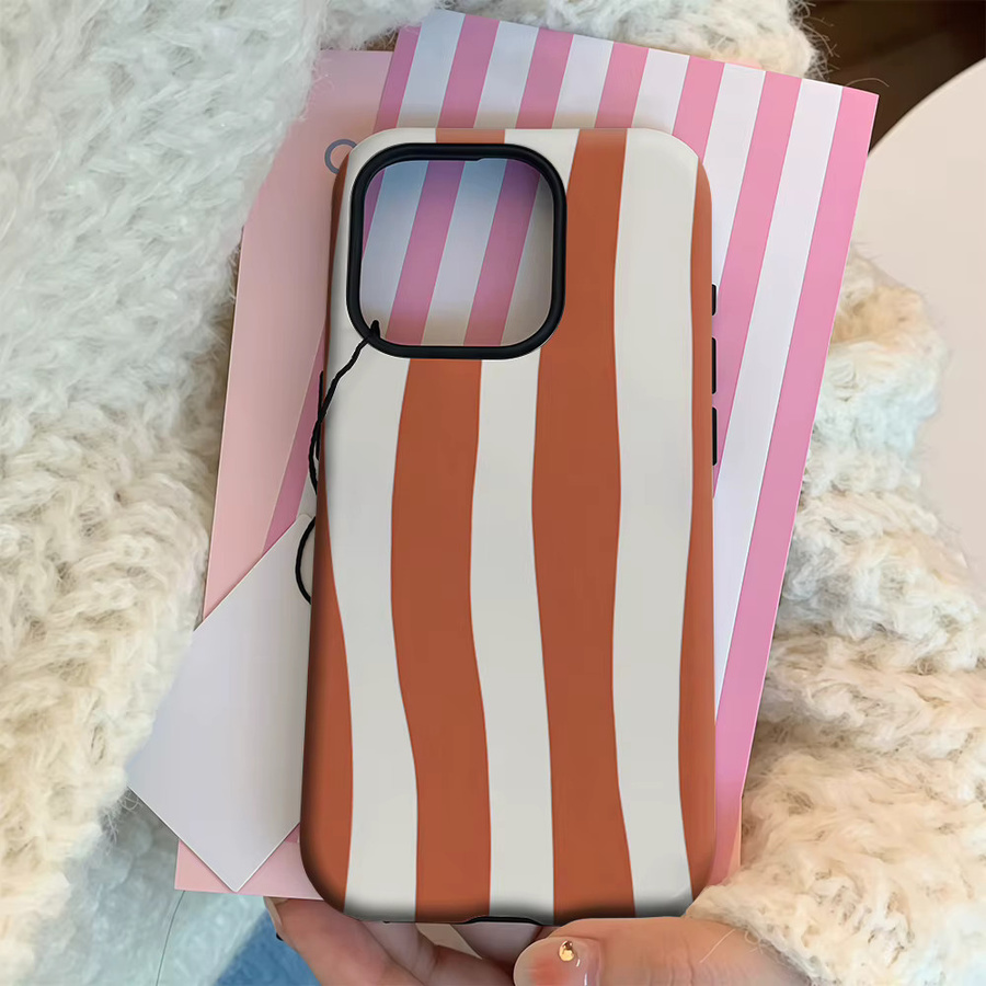 Handyhülle Terrakotta Wavy Stripes für Apple iPhone 11 bis iPhone 17 Pro Max Plus mit doppelschichtiger Rückseite - Bild 3
