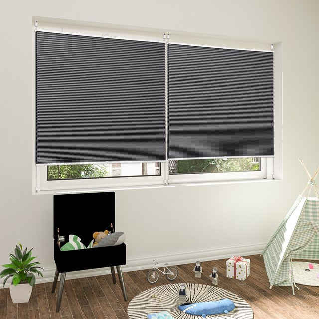 WOLTU Wabenplissee zur Verdunkelung ohne Bohren, thermischer Sonnenschutz und Schallschutz, Farbe: Grau oder Weiß, B: 120 cm, H: 60 cm - Bild 1