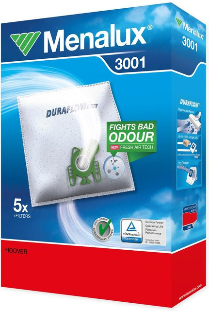 Menalux Staubsaugerbeutel 3001 in Weiß (5 Beutel, 2 Filter) - Bild 1