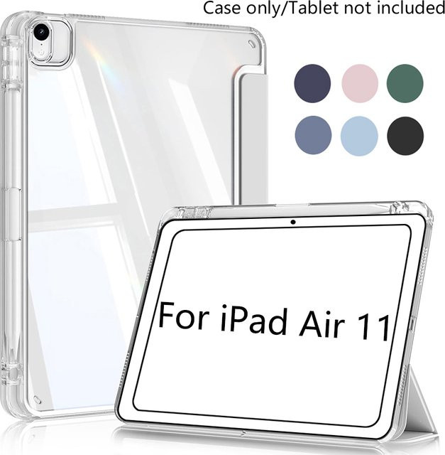 Chenxiaotong Schutzhülle für iPad Air 11 Zoll M4/M3/M2 sowie iPad Air 4./5. Generation 10,9 Zoll mit Acryl-Abdeckung und Stifthalter in Pink/Transparent - Bild 1