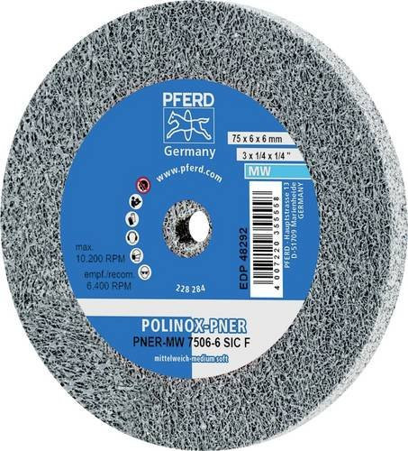 PFERD POLINOX verpresstes Vlies-Rad PNER Ø 75 mm, Bohrung-Ø 6 mm, Farbe Grau, Körnung Fein für Finish - Bild 1