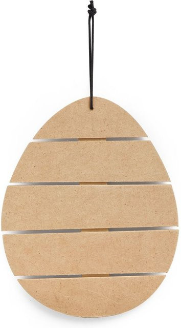 VBS Deko-Schild Ei in Beige aus MDF Holz für Ostern mit Aufhängeband - Bild 1