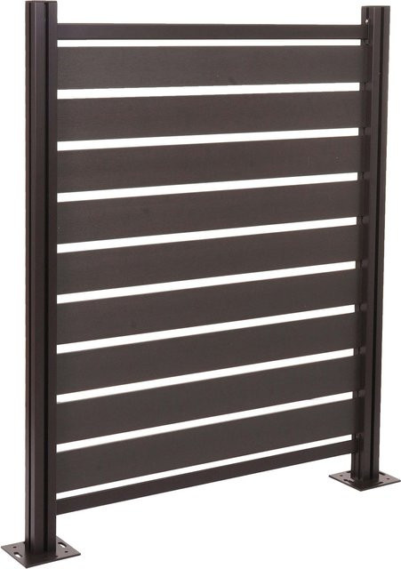 MCW Alu Mülltonnen-Zaun K57 Basiselement Mülltonnenverkleidung in Holzoptik, Anthrazit, B: 130 cm, H: 110 cm, T: 6 cm - Bild 1